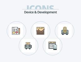 el dispositivo y la línea de desarrollo llenaron el paquete de iconos 5 diseño de iconos. mapa. fuerte. móvil. vocero. música vector