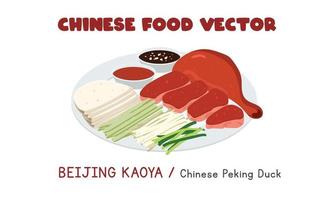 Chinese Beijing Kaoya - Chinese Peking Duck flat vector design illustration, clipart cartoon style. Asian food. Chinese cuisine. Chinese food