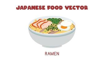 Japanese Ramen noodle soup flat vector design illustration, clipart cartoon style. Asian food. Japanese cuisine. Japanese traditional food