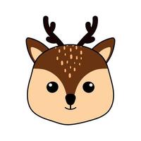 lindo ciervo cabeza animal salvaje fawn personaje en dibujos animados vector ilustración