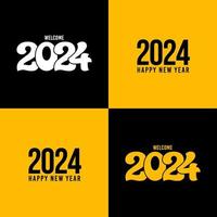 colección de fondo de diseño de feliz año nuevo 2024 con estilo plano