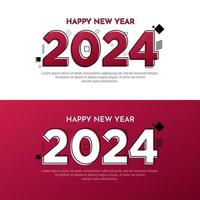 feliz año nuevo 2024 fondo de diseño con memphis y vector de estilo geométrico
