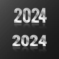 moderno feliz año nuevo 2024 con estilo de diseño de metal y acero. veinte veinticuatro diseño vectorial
