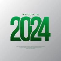 fondo de diseño de gradiente verde año nuevo 2024 con efecto de brillo brillante. vector