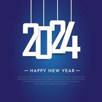 Modern happy new year 2024 design background with memphis and geometric style vector. vector