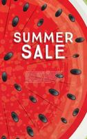 Summer Sale Banner with Watermelon Background. vector