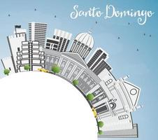 horizonte de santo domingo con edificios grises, cielo azul y espacio para copiar. vector