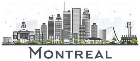 El horizonte de la ciudad de Montreal, Canadá, con edificios grises aislados en fondo blanco. vector