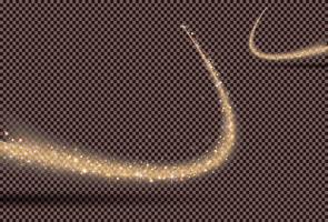 Gold Glitter Trail on Transparent Background. vector