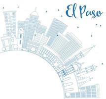 Outline El Paso Skyline with Blue Buildings and Copy Space. vector