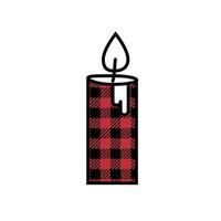 Christmas Candle pattern at Buffalo Plaid. Festive background for design and print esp vector