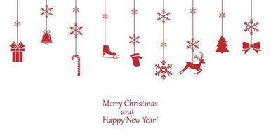 Merry Christmas. Christmas elements hanging isolated background. vector