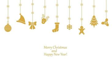 Merry Christmas. Christmas elements hanging isolated background. vector