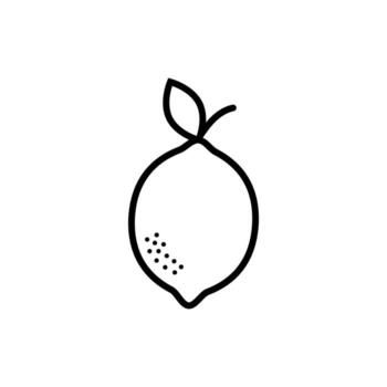 Outline, simple vector lemon icon isolated on white background.