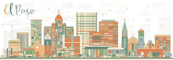 Abstract El Paso Skyline with Color Buildings. vector