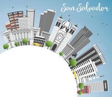 San Salvador Skyline with Gray Buildings, Blue Sky and Copy Space. vector