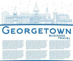 Outline Georgetown Skyline with Blue Buildings and Copy Space. vector