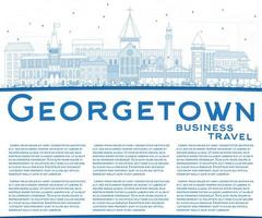 Outline Georgetown Skyline with Blue Buildings and Copy Space. vector