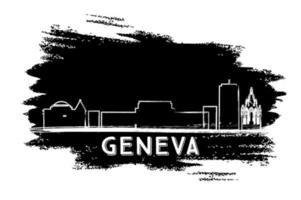 Geneva Skyline Silhouette. Hand Drawn Sketch. vector