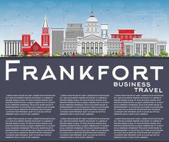 Frankfort Skyline with Gray Buildings, Blue Sky and Copy Space. vector