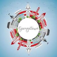 Georgetown Skyline with Gray Buildings, Blue Sky and Copy Space. vector