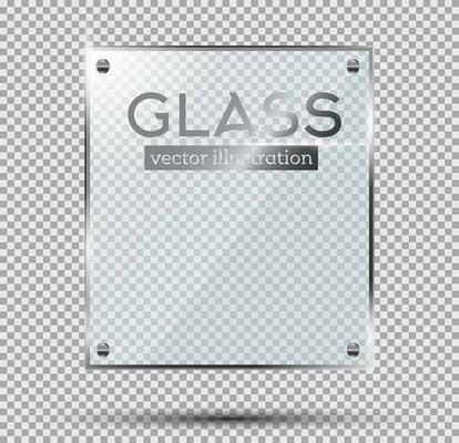 Glass Plate with Steel Rivets Isolated On Transparent Background.