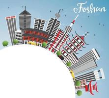 Foshan Skyline with Gray Buildings, Blue Sky and Copy Space. vector