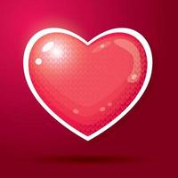 Red Heart with Knitted Pattern. vector