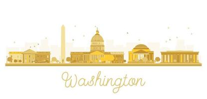 Washington dc city skyline golden silhouette. vector