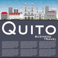 Quito Skyline with Gray Buildings, Blue Sky and Copy Space. vector