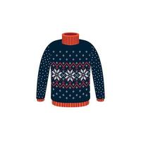 Vector ugly sweaters for Christmas party. Knitted jumpers with winter patterns esp