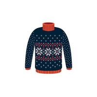 Vector ugly sweaters for Christmas party. Knitted jumpers with winter patterns esp