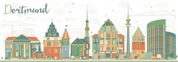 Abstract Dortmund Skyline with Color Buildings. vector