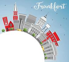 Frankfort Skyline with Gray Buildings, Blue Sky and Copy Space. vector