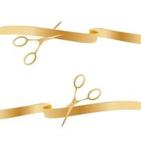 Golden Scissors Cutting Ceremony Ribbons. vector