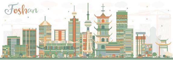 Abstract Foshan Skyline with Color Buildings. vector