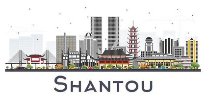 Shantou China Skyline with Gray Buildings Isolated on White Background. vector