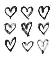 Set of hand drawn hearts. Vector illustration.