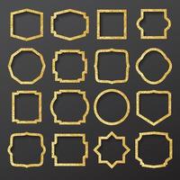 Golden Frames Set with Glitter Texture. vector