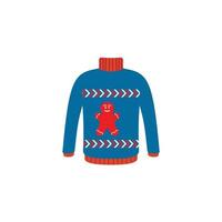 Vector ugly sweaters for Christmas party. Knitted jumpers with winter patterns esp