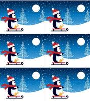 Cute penguin in Christmas and New Year winter seamless pattern. vector