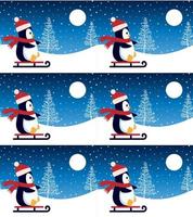 Cute penguin in Christmas and New Year winter seamless pattern. vector