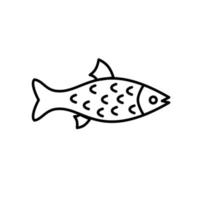 Outline vector fish meal icon isolated on white background.