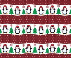 Knitted Christmas and New Year pattern in penguin esp 10 vector