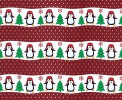 Knitted Christmas and New Year pattern in penguin esp 10 vector