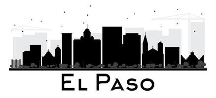 silueta en blanco y negro del horizonte de la ciudad de el paso. vector