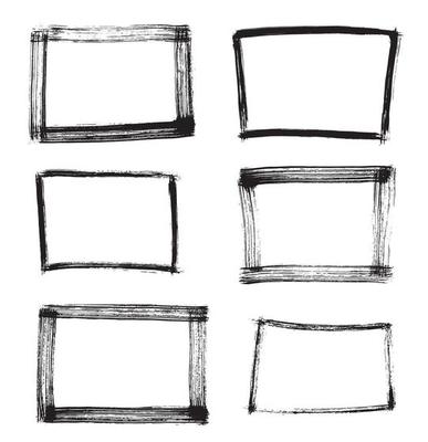 Frame Hand Drawn Set Isolated on White Background.