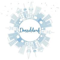 Outline Dusseldorf Skyline with Blue Buildings and Copy Space. vector