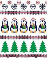 Merry Christmas seamless pattern with penguins,in vector. vector