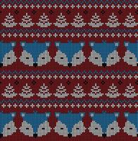 New Year's Christmas pattern knitted with foxes vector illustration eps